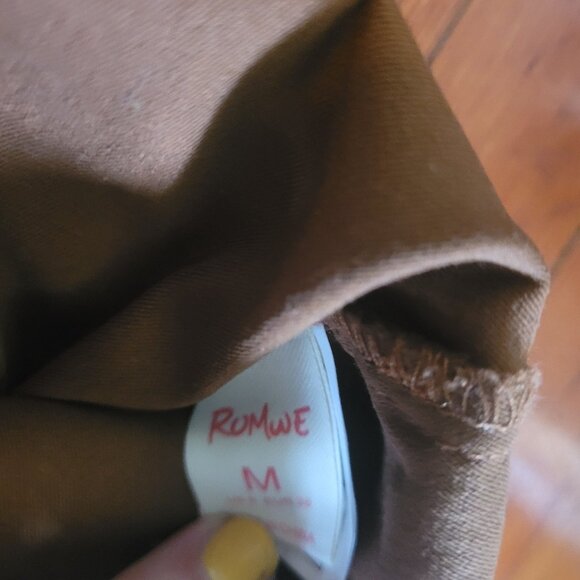 Light Patchwork Slacks Romwe - Plaid Tan Brown Size M - Picture 7 of 9